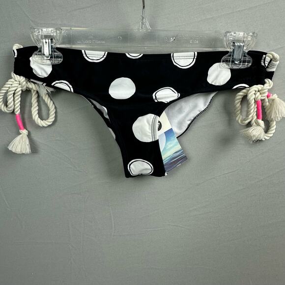 Roxy Moonbeach Women’s Medium Ruched Bikini Brief Large Polka Dots - Picture 1 of 6